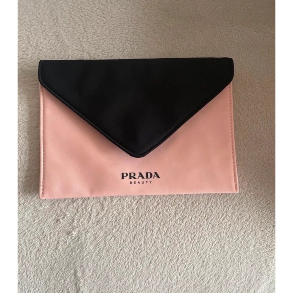 Prada Beauty Paradoxe Hand Pouch Pink Black Envelope Pochette New - Picture 2 of 4